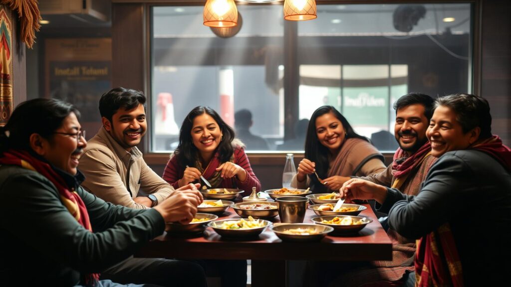 Guests sharing a meal